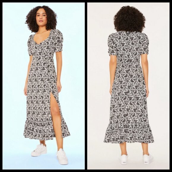 💕LIKELY💕 Saylor Dress ~ Black & White Abstract Floral Print 6 NWT - Picture 2 of 16